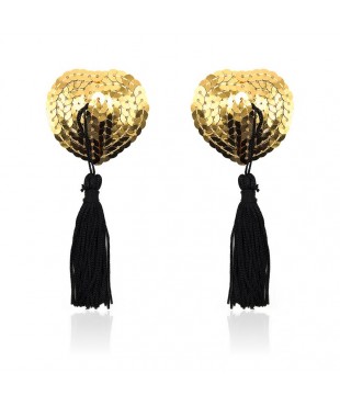 Pezonera de Corazón con Lentejuelas Doradas