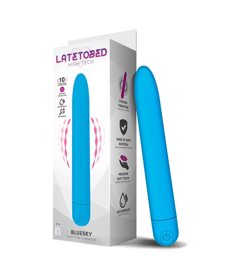 Bluesky Vibrador 10 Funciones 185 cm USB Azul Mate