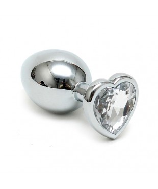 Plug Anal Acero Inox Cristal Corazon Transparente