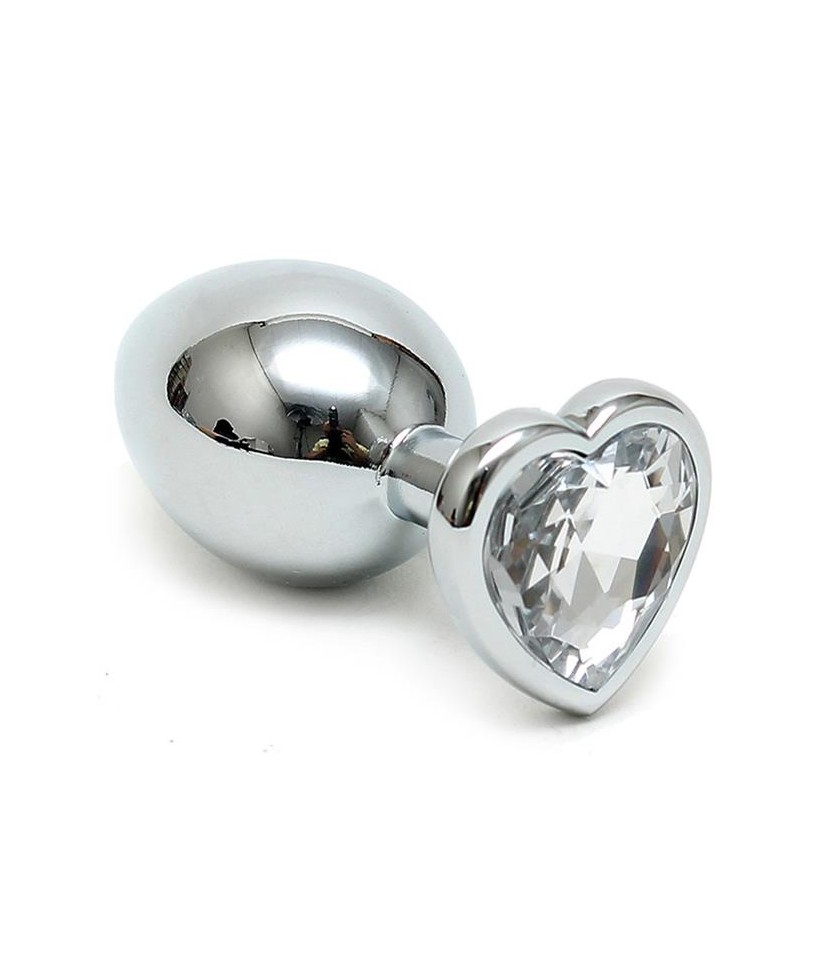 Plug Anal Acero Inox Cristal Corazon Transparente