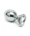 Plug Anal Acero Inox Cristal Corazon Transparente