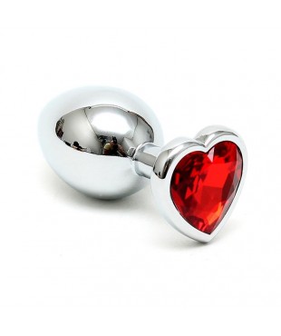 Plug Anal Acero Inox Cristal Corazon Rojo