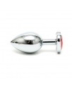 Plug Anal Acero Inox Cristal Corazon Rojo