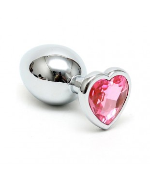 Plug Anal Acero Inox Cristal Corazón Rosa