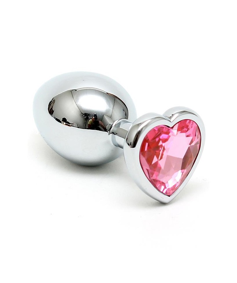 Plug Anal Acero Inox Cristal Corazon Rosa