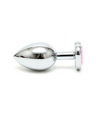 Plug Anal Acero Inox Cristal Corazón Rosa