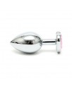 Plug Anal Acero Inox Cristal Corazon Rosa