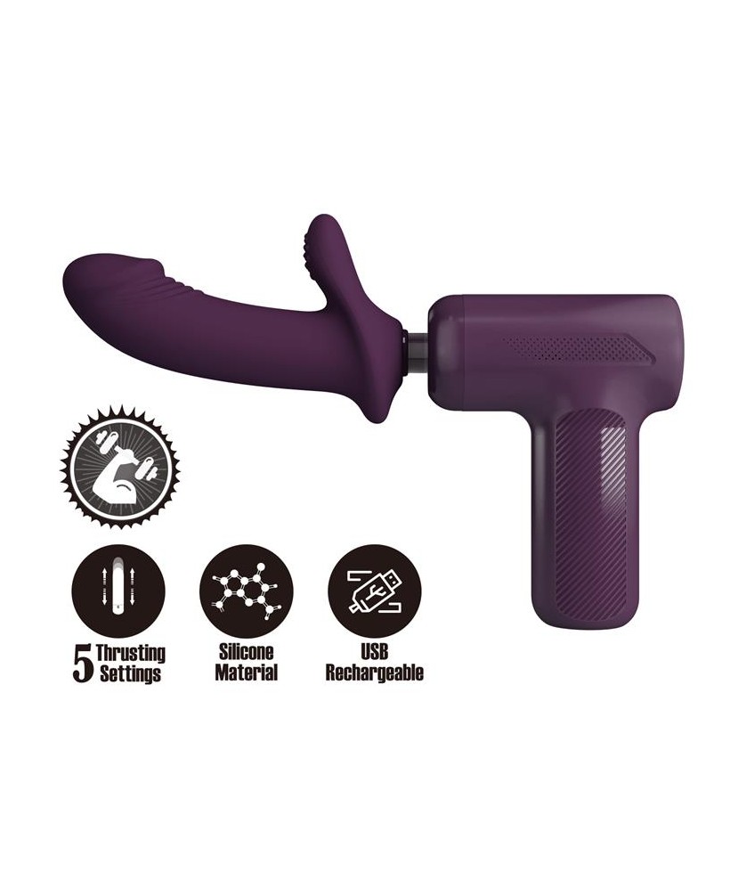 Dj Scholar Pistola de Masaje con Dildo Funcion Empuje Purpura