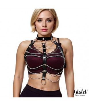 Hilda Arnés de Pecho con Cadenas Cuero Vegano Talla Única