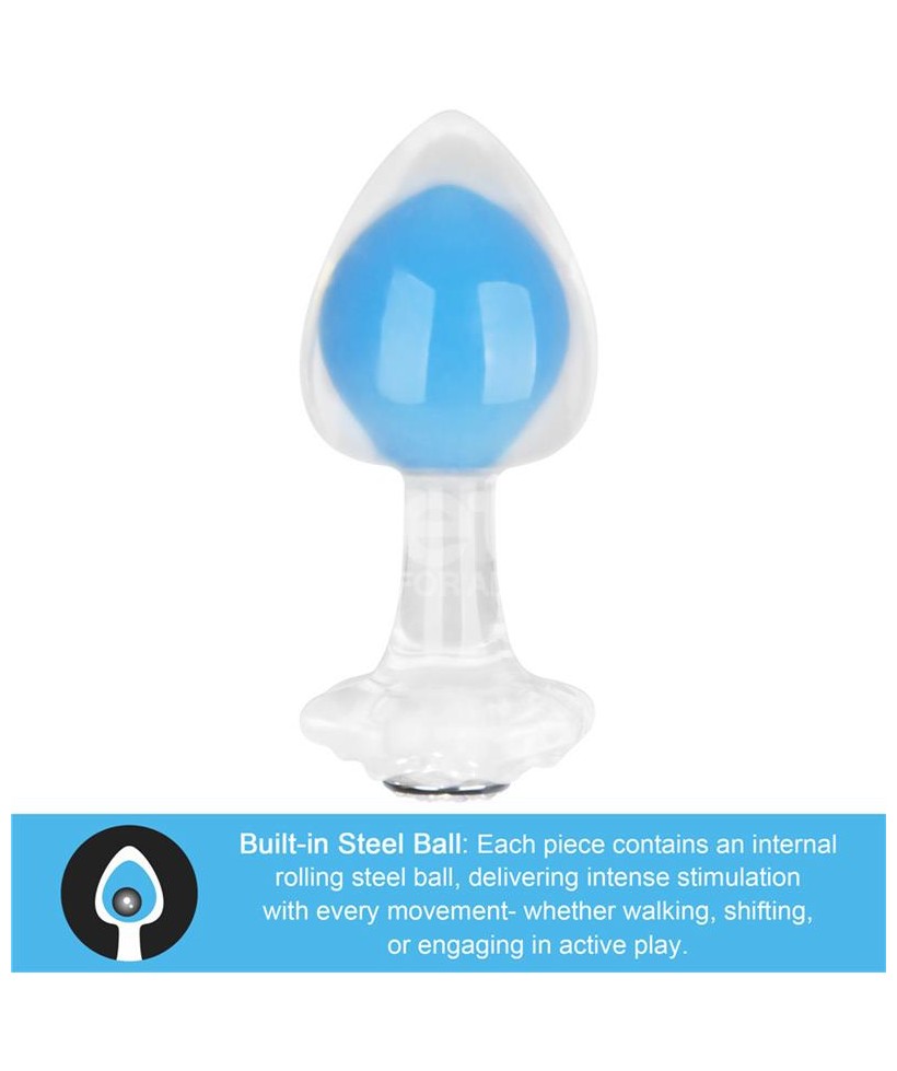 Gemoria Plug Anal Silicona Bola Interna Acero Brilla en la Oscuridad