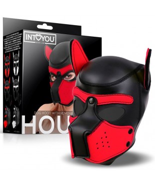 Hound Máscara de Perro Neopreno Hocico Extraíble Negro/Rojo Talla Única