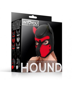 Hound Mascara de Perro Neopreno Hocico Extraible Negro Rojo Talla unica