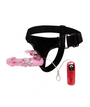 Baile Arnés con Dildo Vibrador Rosa 18 cm