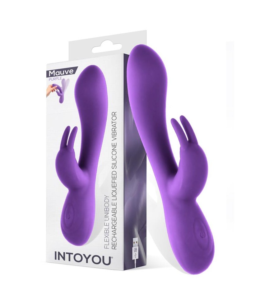 Mauve Vibrador Unibody Silicona Liquida USB Purpura