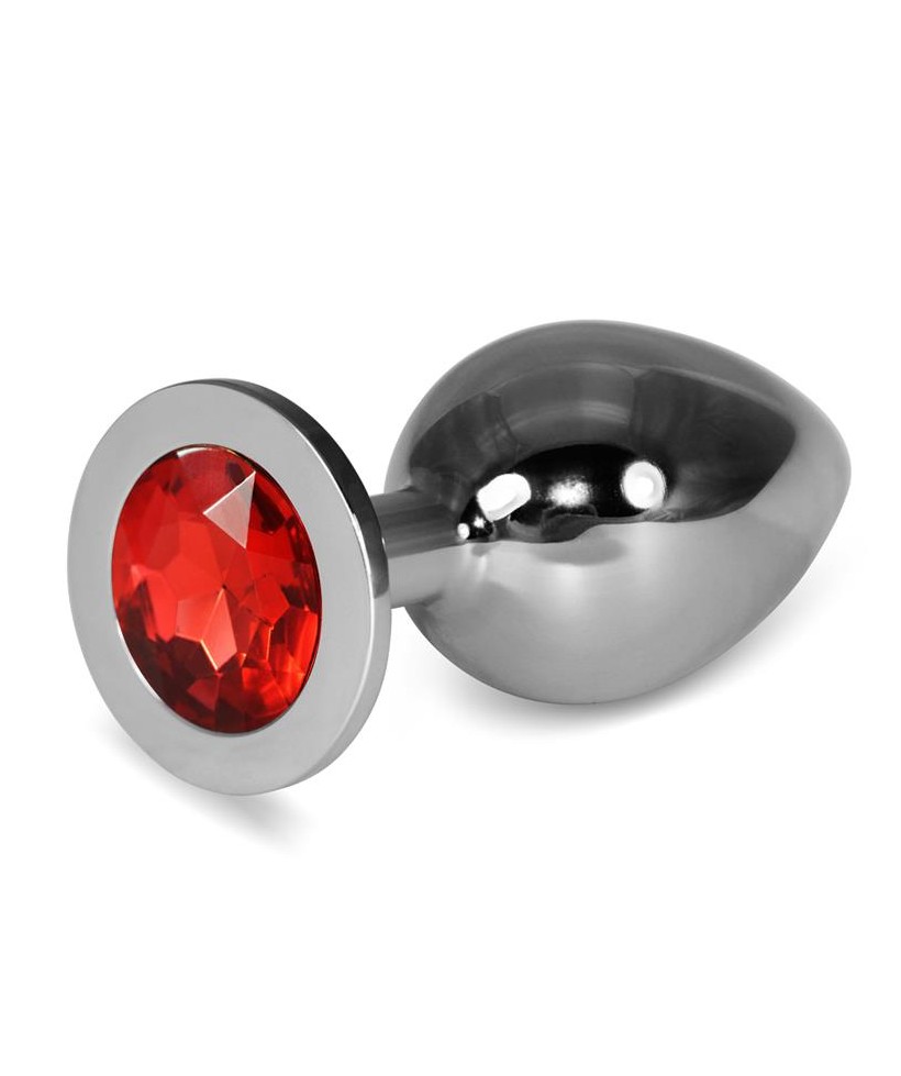 Plug Anal Metal RoseBud Classic con Joya Rojo Talla L