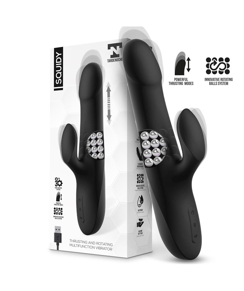 Squidy Vibrador Funcion de Movimiento Up and Down y Bolas Rotadoras USB Silicona