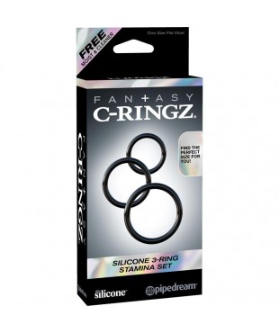 Fantasy C Ringz Set de 3 Anillos de Silicona Color Negro