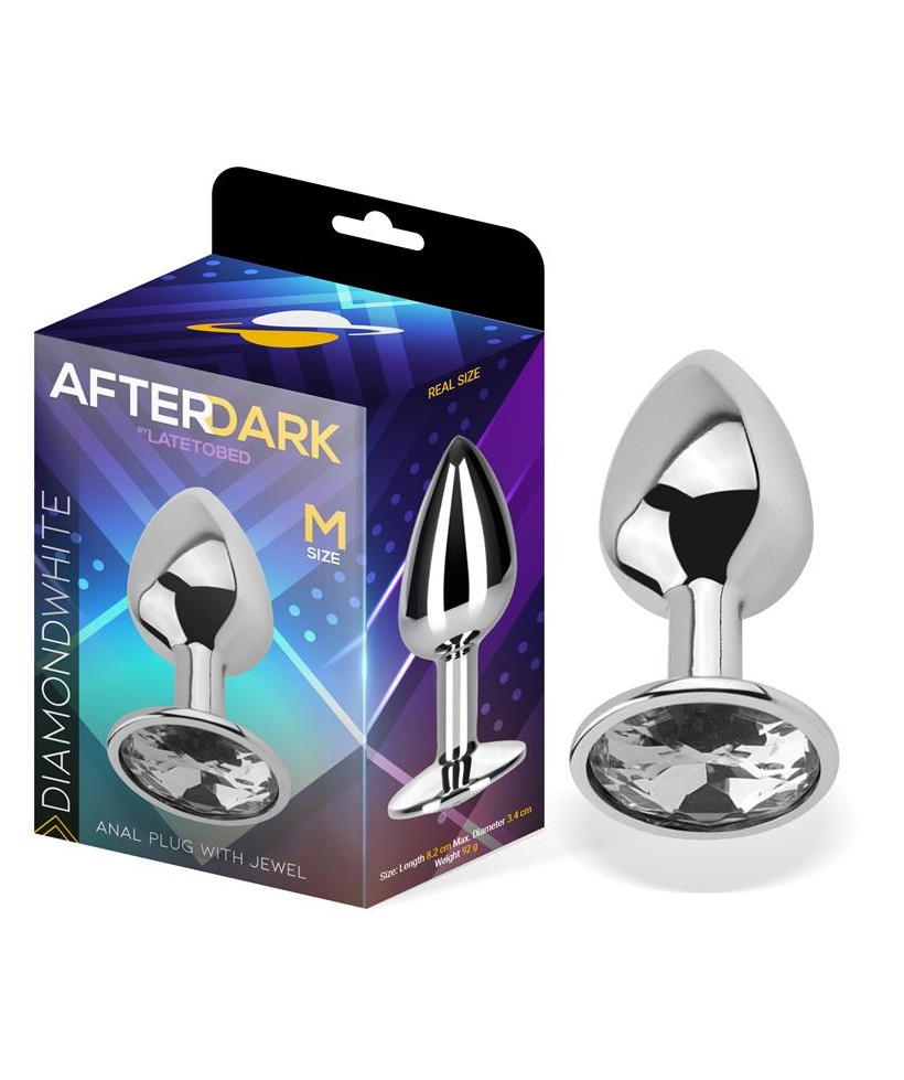 Plug Anal con Jota Color Blanco Diamante Talla M Aluminio
