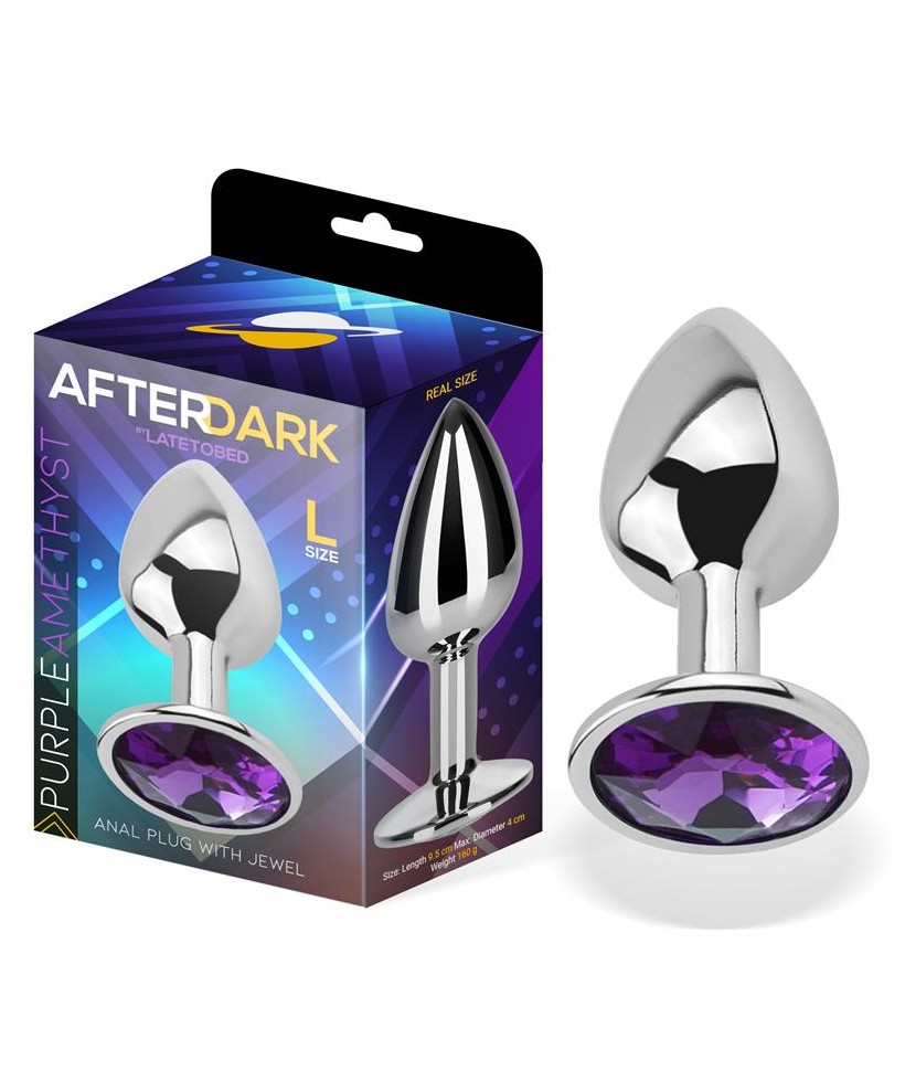 Plug Anal con Joya Purpura Amatista Talla L Aluminio