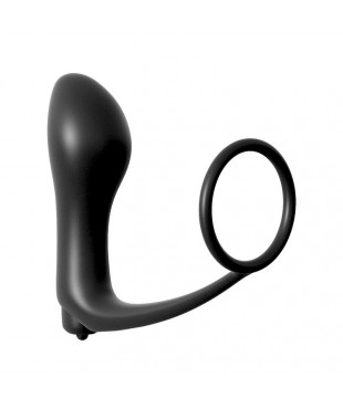 Plug Vibrador con Anillo Pene - Color Negro