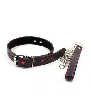 Collar con Cadena de Metal Negro Rojo