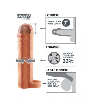 Fantasy X-tensions  Perfect 2,5 cm Extensión de Pene con Anilla para Testículos - Color Natural