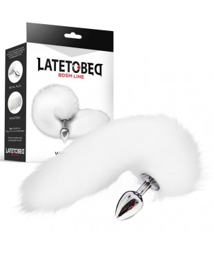 Plug Anal Metal con Cola de Zorro Sedoso 40 cm Blanco