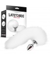 Plug Anal Metal con Cola de Zorro Sedoso 40 cm Blanco