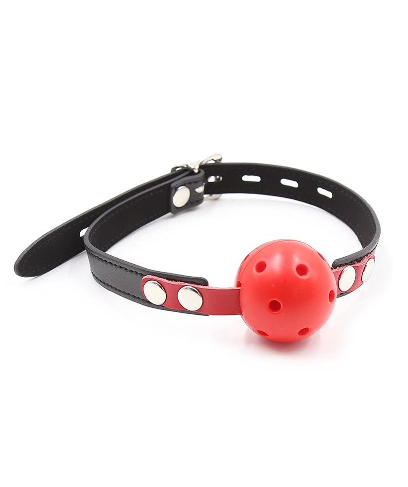 Mordaza de Bola Transpirable Negro Rojo