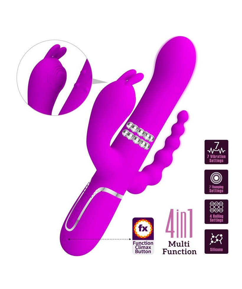 Cammy 4 in 1 Vibrador con Bolas Rotadoras y Cadena Anal
