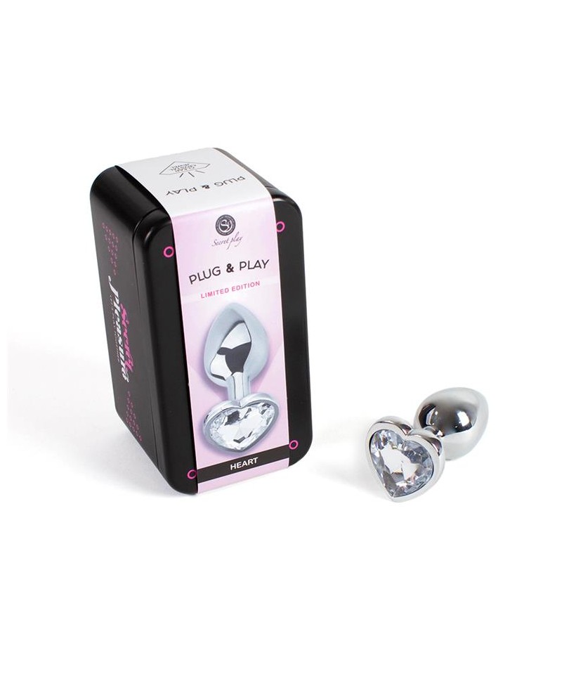 Plug Anal de Metal Corazon Transparente Talla S
