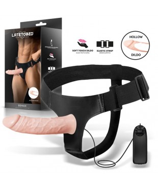Bemax Arnés con Dildo Hueco Desmontable, Vibración y Control Remoto