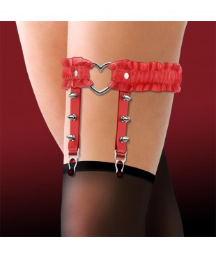 Liga con Aro en Forma de Corazón y Volantes Cuero Vegano Talla Única