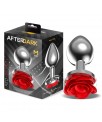 Plug Anal de Metal con Rosa Roja en la Base Talla M
