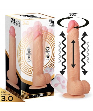 Cesur 3.0 Dildo Realista Vibración, Movimiento Ondulante, 360º y Telescópico Control Remoto USB