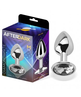 Plug Anal con Jota Color Blanco Diamante Talla M Aluminio