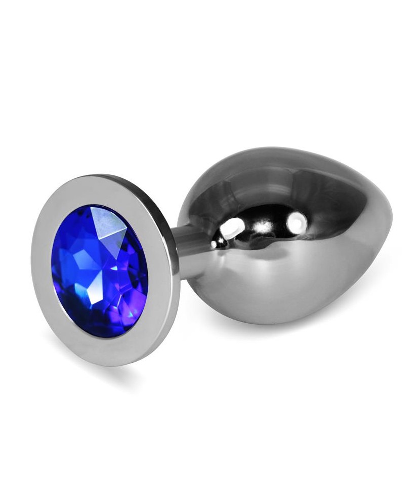 Plug Anal de Metal Rosebud Classic con Joya Azul Oscuro Talla L