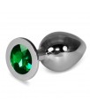 Plug Anal Metal RoseBud Classic con Joya Verde Talla L