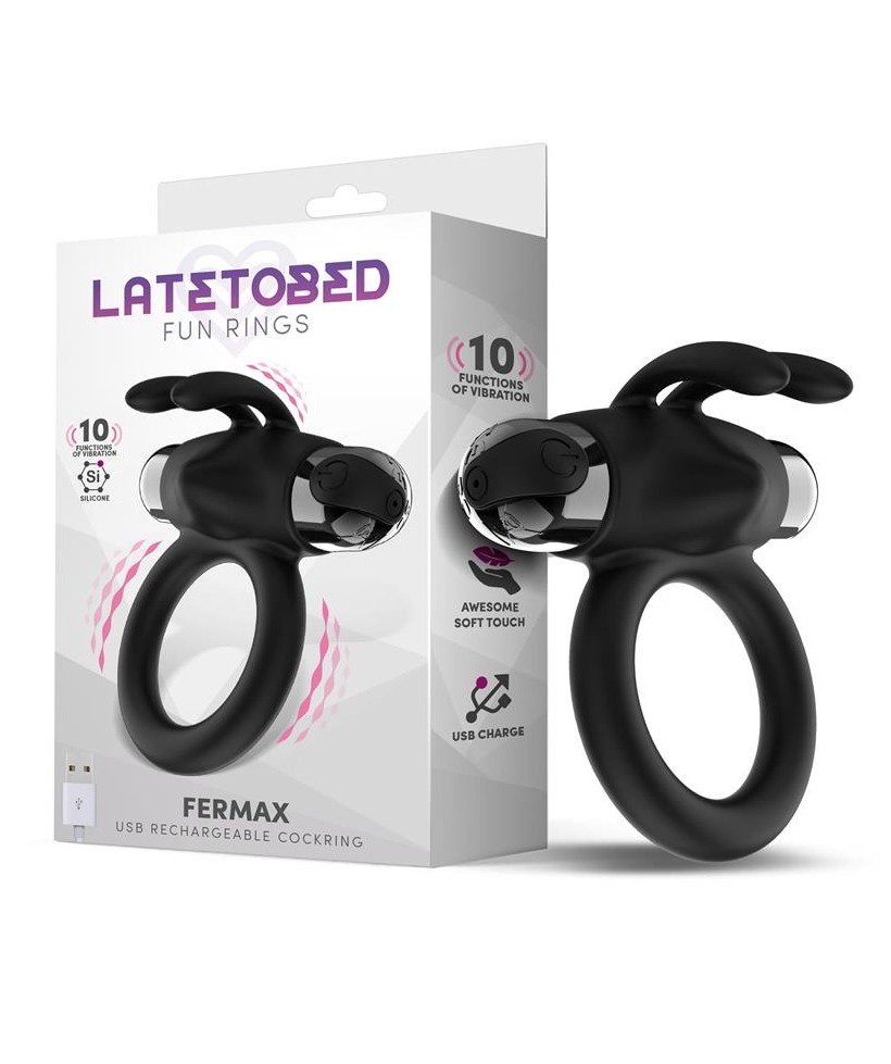 Fermax Anillo Vibrador con Conejito USB Silicona Negro
