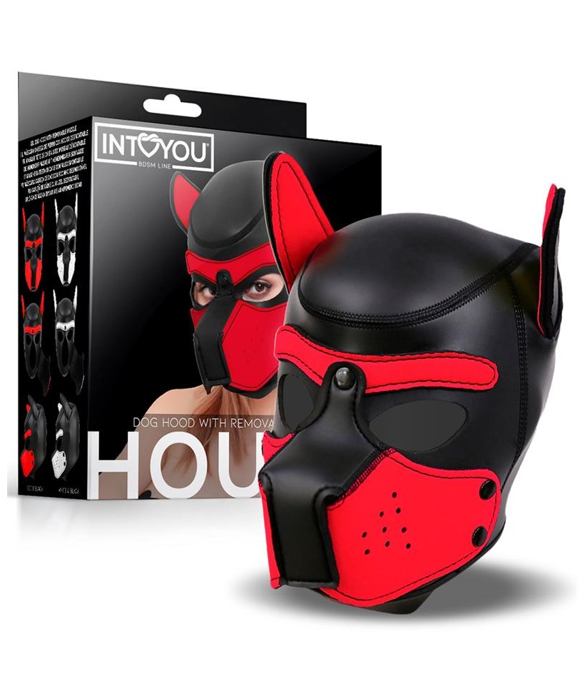 Hound Mascara de Perro Neopreno Hocico Extraible Negro Rojo Talla unica