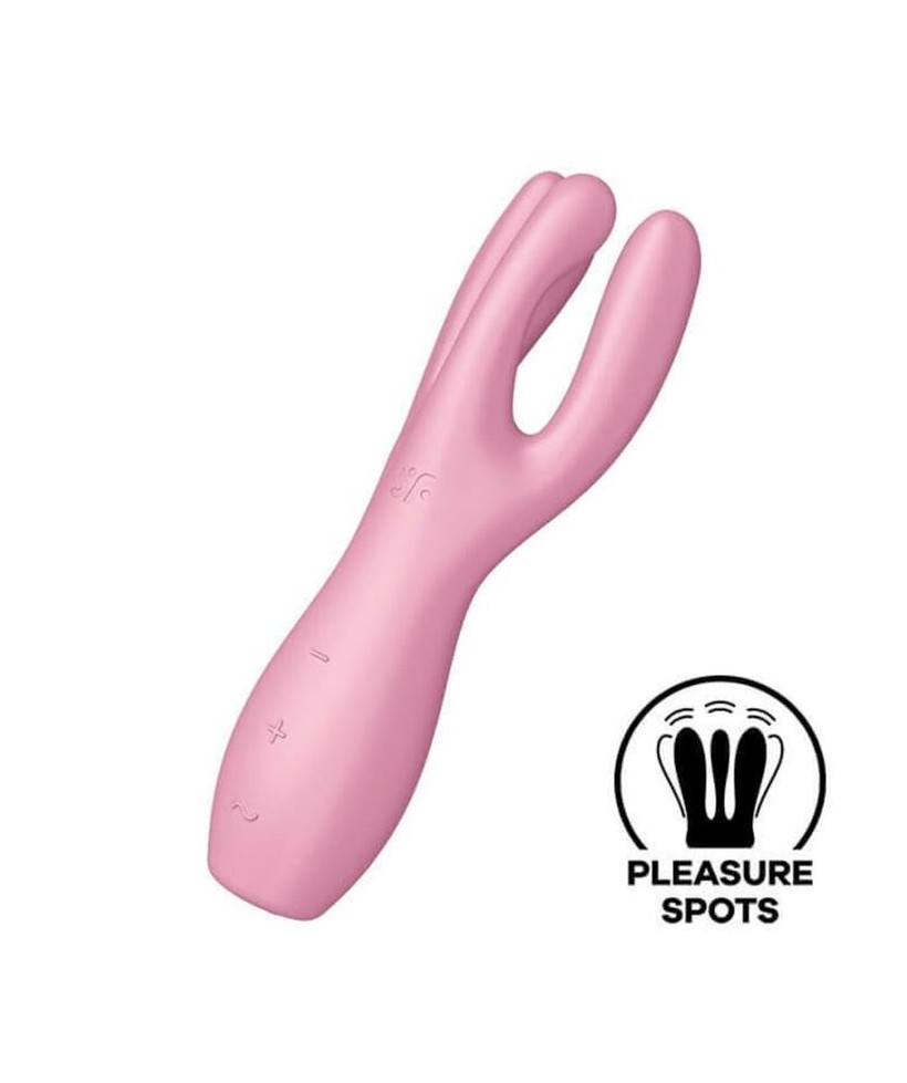 Threesome 3 Lay on Vibrador 3 Motores Rosa