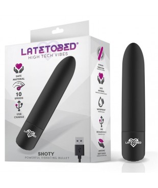 Shoty Bala Vibradora USB 10 Velocidades Potente Motor Negro