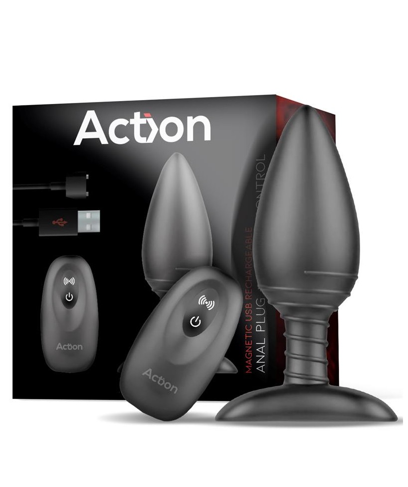 Asher Plug Anal con Control Remoto USB Magnetico Negro