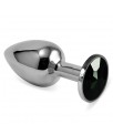 Plug Anal Plateado Rosebud Classic con Joya Negro Talla S
