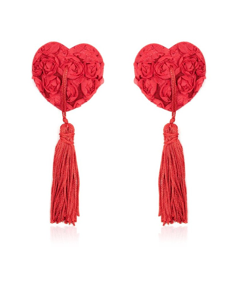 Pezoneras con Encaje y Patron Floral Rojo