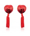 Pezoneras Forma Corazon Autoadhesivas con Lentejuelas Rojo