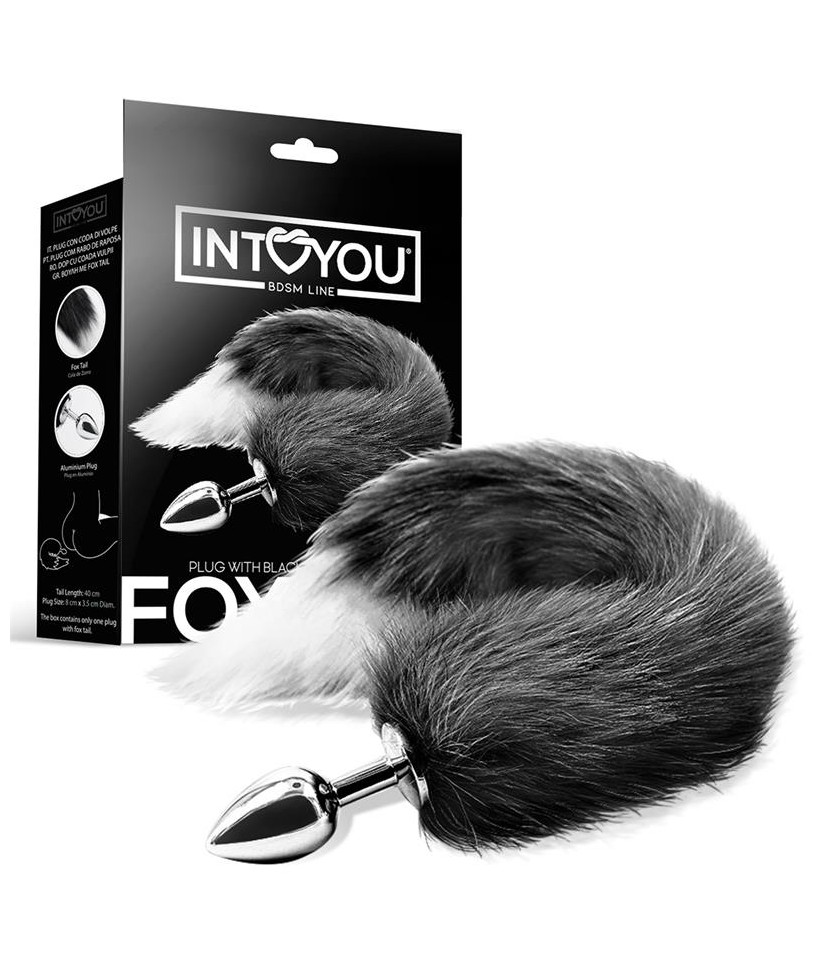 Plug Anal con Cola de Zorro Negro y Blanco