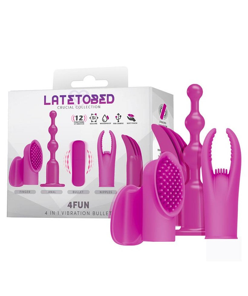 4Fun Bala Vibrador y 4 Fundas USB Impermeable Silicona