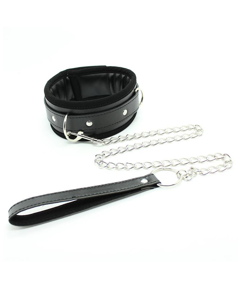 Collar con Correa de Metal e Interior Acolchado Negro