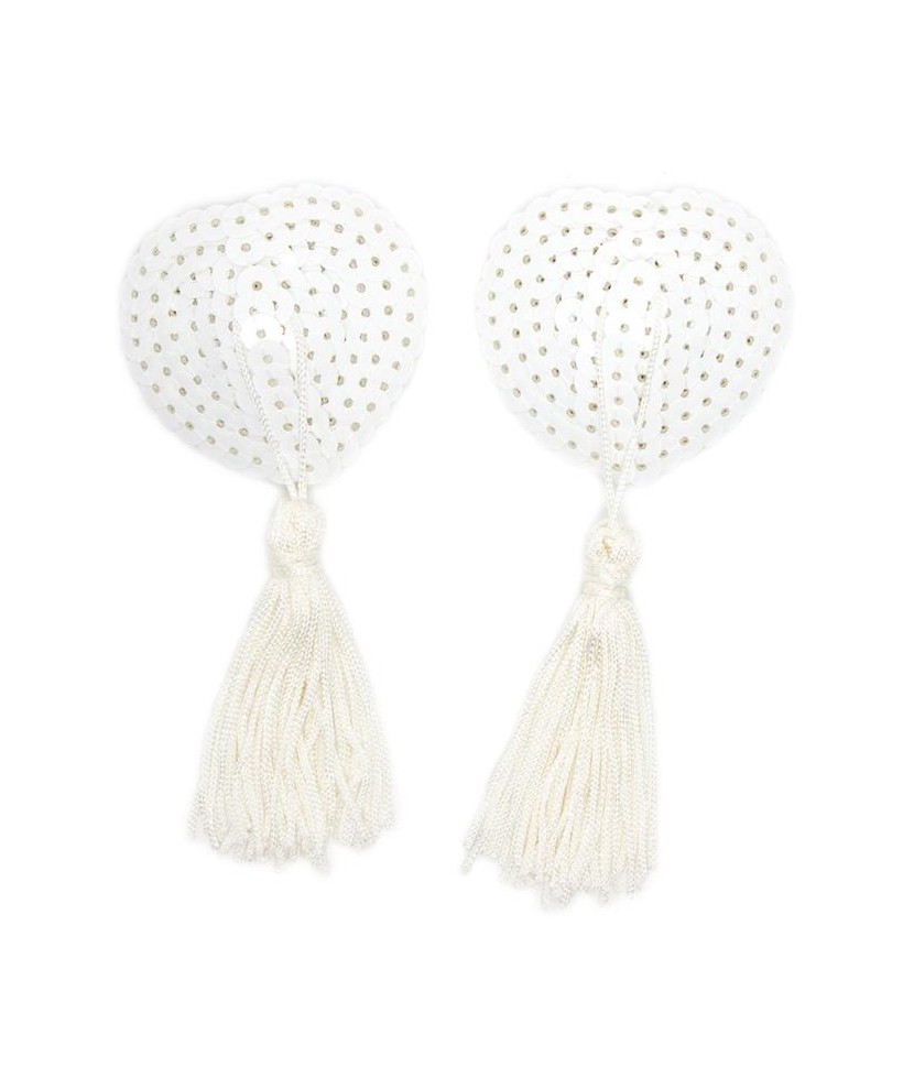 Pezoneras con Lentejuelas y Borla Blanco